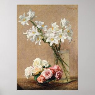 Roses and Lilies by Henri Fantin–Latour Poster