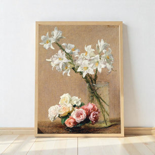 Roses and Lilies by Henri Fantin–Latour Poster