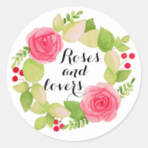 Roses and Lovers Classic Round Sticker