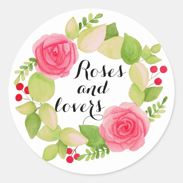 Roses and Lovers Classic Round Sticker (Front)