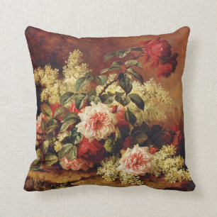 Roses and Mahogany Fine Art Cushion