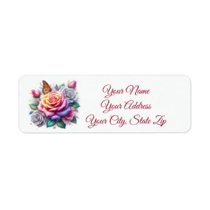 Roses and Monarchs Return Address Label