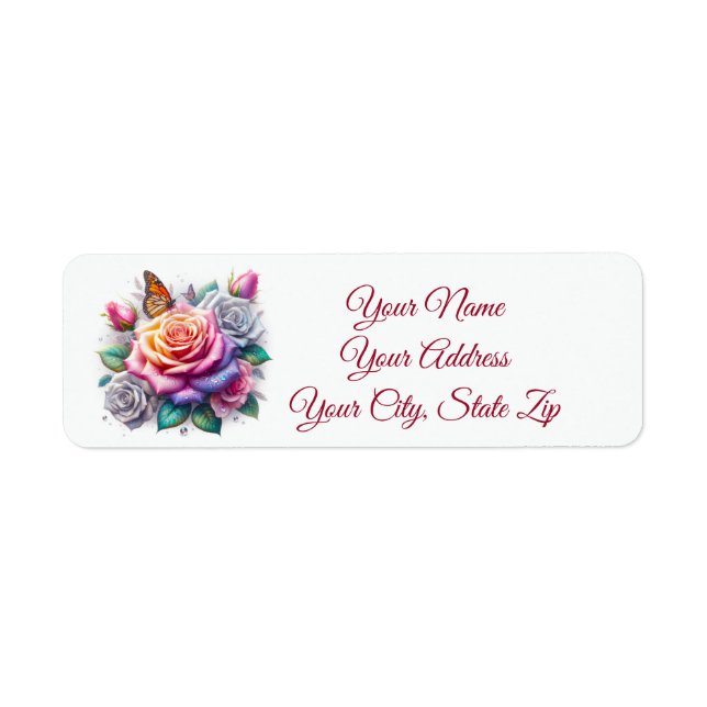 Roses and Monarchs Return Address Label (Front)