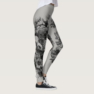 Roses and Moths - Black Leggings
