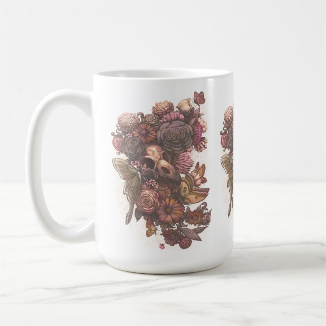 Roses and Moths Coffee Mug (Left)