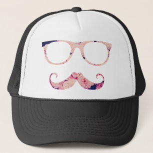 Roses and moustache trucker hat