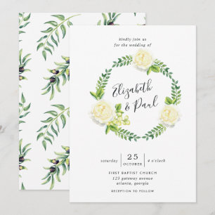 Roses and Olives Wedding Invitation