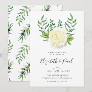 Roses and Olives Wedding Invitation