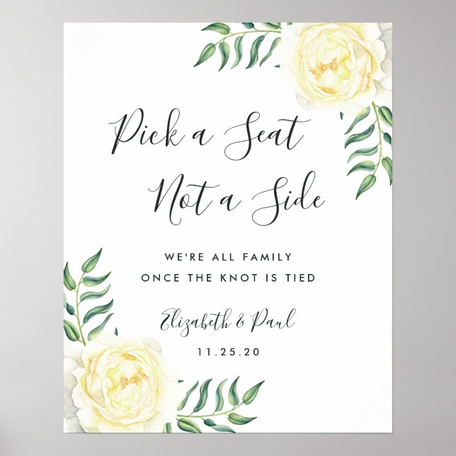 Roses and Olives Wedding Seating Poster (Front)