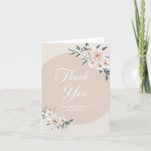 Roses and Orchids flowers watercolor thank you Card