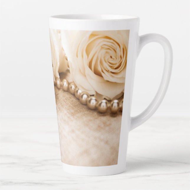 Roses and Pearls Latte Mug (Right)