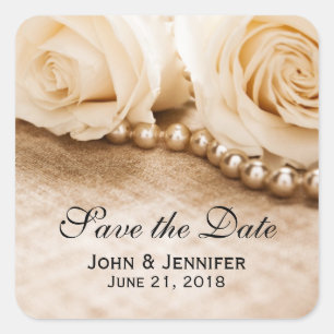 Roses and Pearls Square Sticker