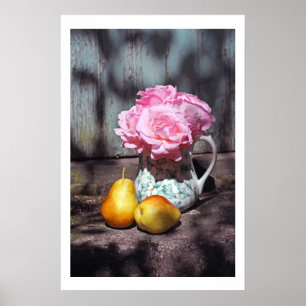 Roses and pears wall poster