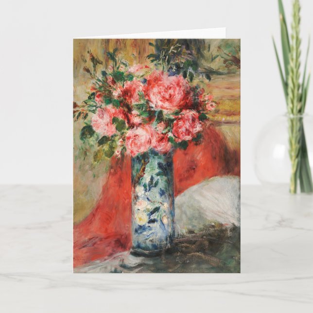 Roses and Peonies in a Vase | Renoir Card (Front)