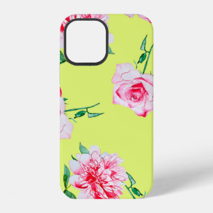 Roses and Peonies watercolor illustration patterna iPhone 12 Case
