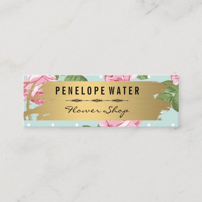 Roses and Polka Dots Mini Business Card (Front)