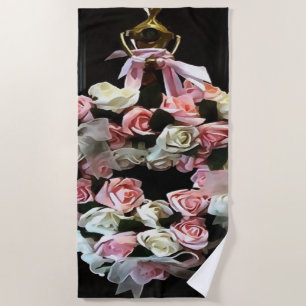 Roses and Ribbons Decorative Wreath Beach Towel