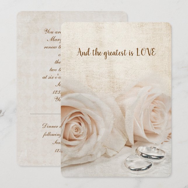 Roses and Rings Vow Renewal Invitation (Front/Back)