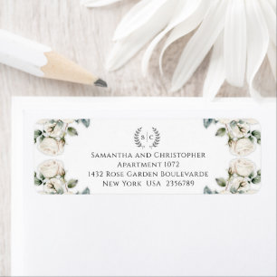 Roses and Romance Monogrammed Return Address Label