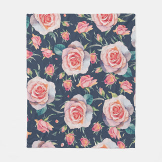 Roses and Rosebuds: Floral Seamless. Fleece Blanket