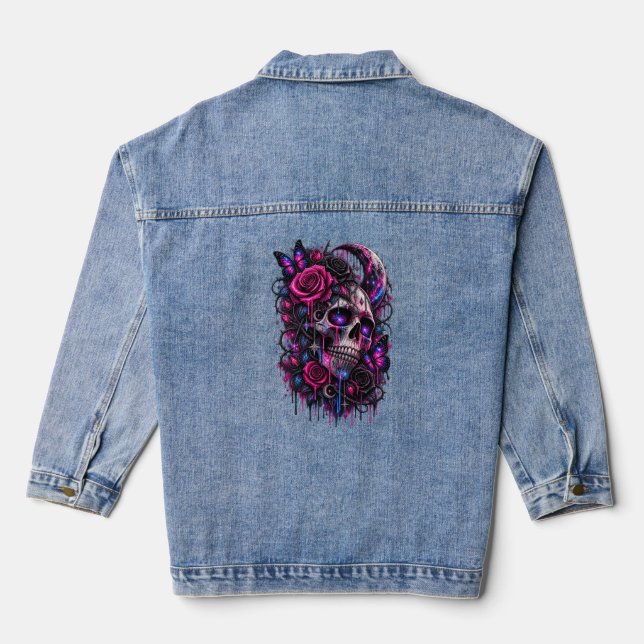 roses and skull- ARH Denim Jacket (Back)