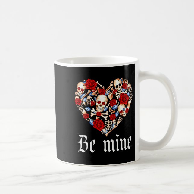 Roses And Skulls Heart Gothic Style Valentine Be M Coffee Mug (Right)