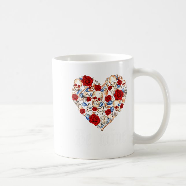 Roses And Skulls Heart Gothic Style Valentine Be M Coffee Mug (Right)