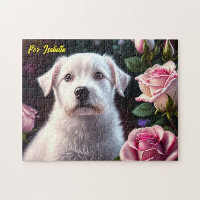 Roses And Small Dog Collection Jigsaw Puzzle (Horizontal)