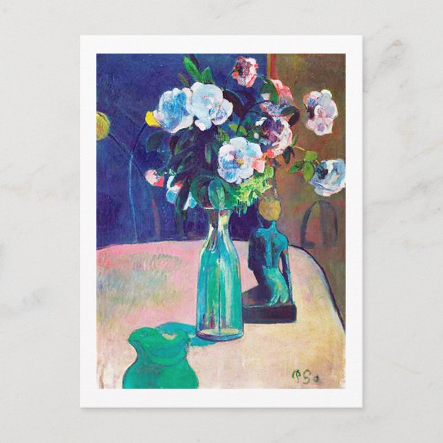 Roses and Statuette, Gauguin Postcard (Front)