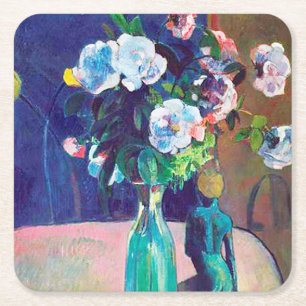 Roses and Statuette, Gauguin Square Paper Coaster