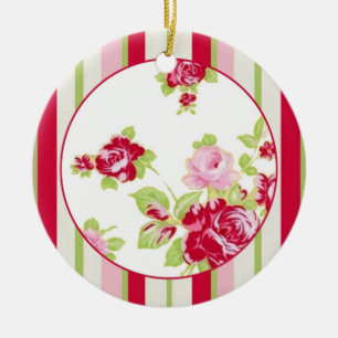 Roses And Stripes Ornament