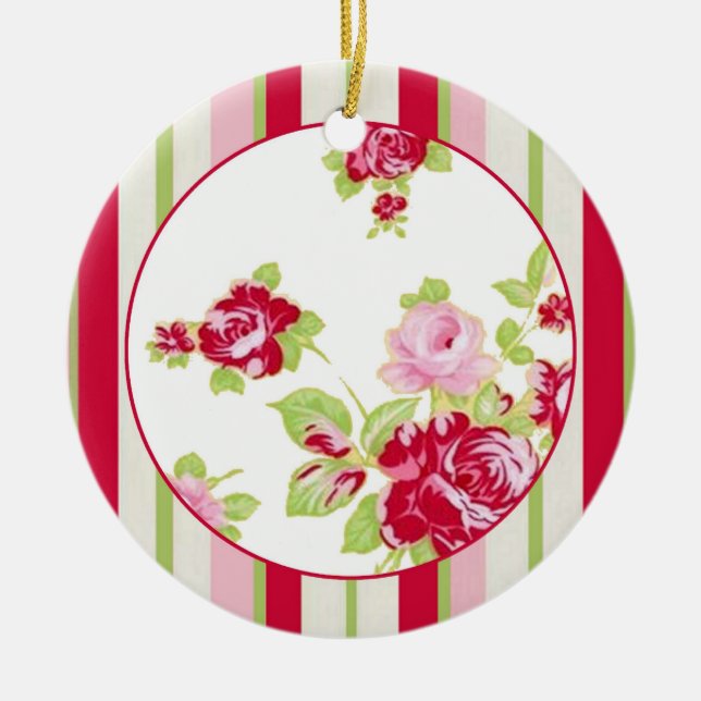 Roses And Stripes Ornament (Front)