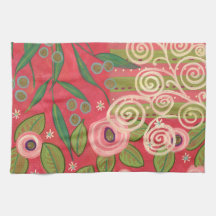 Roses and Stripes tea towel