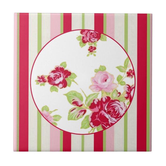 Roses And Stripes Tile (Front)