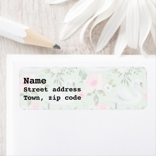 Roses and Swans Return Address Label (Insitu)