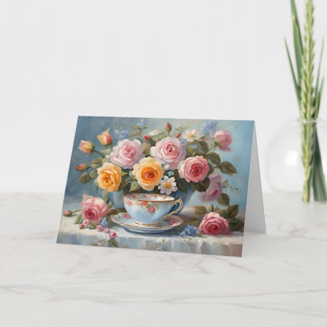 Roses and Teacup  Card (Front)