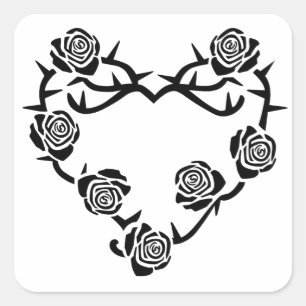 Roses and Thorns Heart Square Sticker