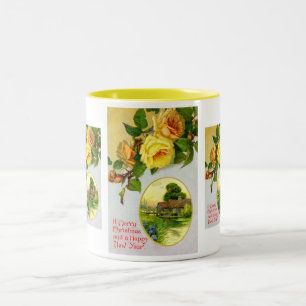 Roses and view Two-Tone coffee mug