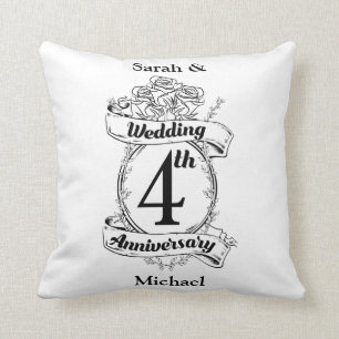 Roses and Vines Romantic 4th Wedding Anniversary Cushion