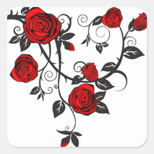 Roses and Vines Square Sticker (Front)