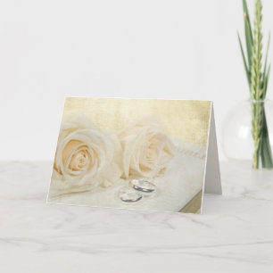 roses and wedding rings on Bible Card
