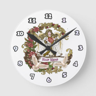Roses Angel Round Clock