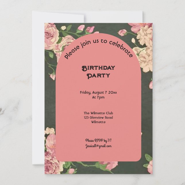 Roses arch  invitation (Front)
