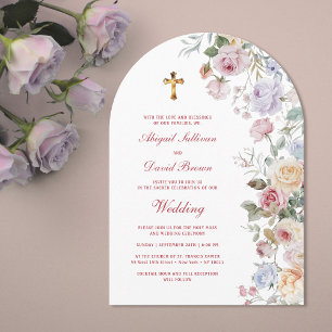 Roses Arch Religious Wedding Invitation