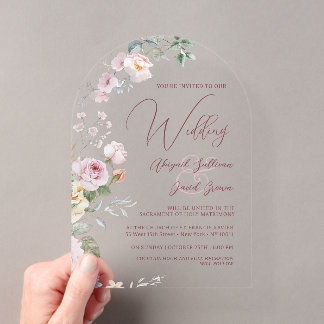 Roses Arch Wedding Acrylic Invitations