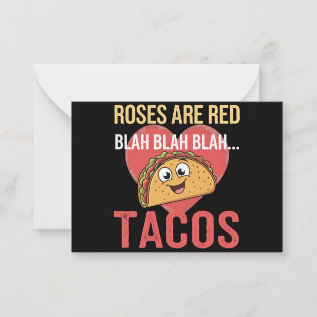 Roses Are Red Blah Tacos Valentines Day Food Lover Card (Front)