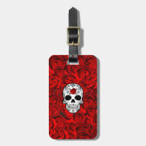 Roses are red Day of the Dead Sugar Skull Luggage Tag