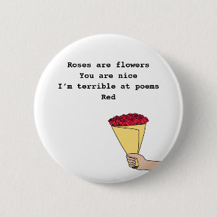 Roses are red funny poem Valentine’s Day 6 Cm Round Badge