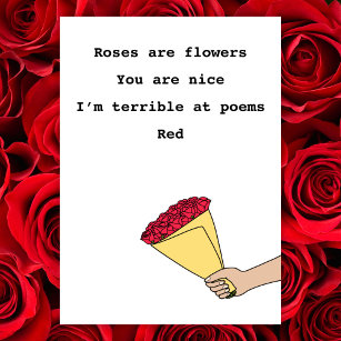 Roses are red funny poem Valentine’s Day flat Holiday Card