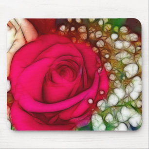 Roses Are Red Pink Fuschia Artistic & Unique Mouse Pad